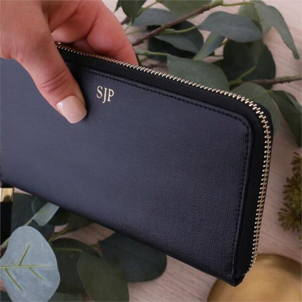 Personalised Black Saffiano Leather Wallet
