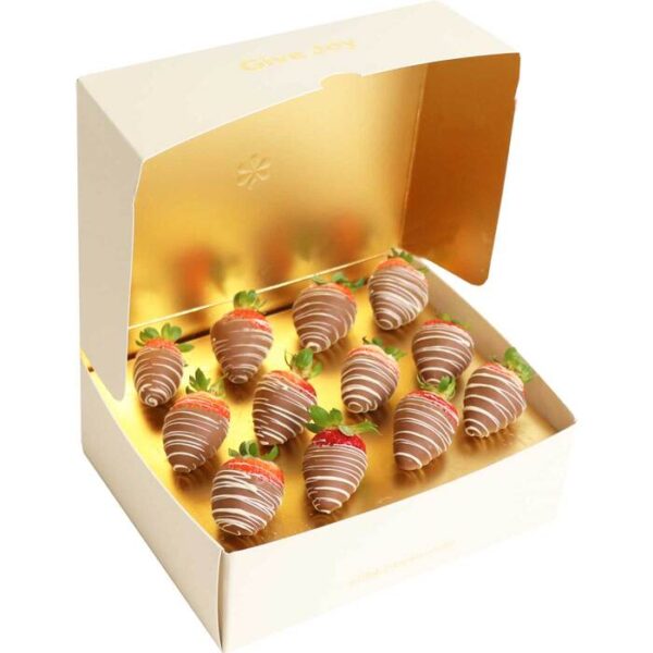 Chocolate Dipped Strawberry Dessert Box - Dozen - Edible Blooms
