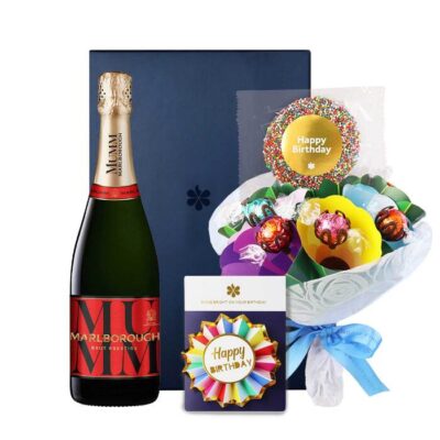 Birthday Champagne & Chocolate Bouquet Gift Hamper - Medium - Edible Blooms