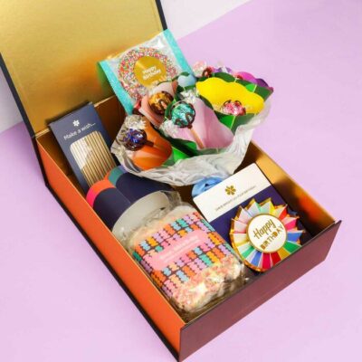 Birthday Cake & Chocolate Bouquet Gift Hamper - Small - Edible Blooms
