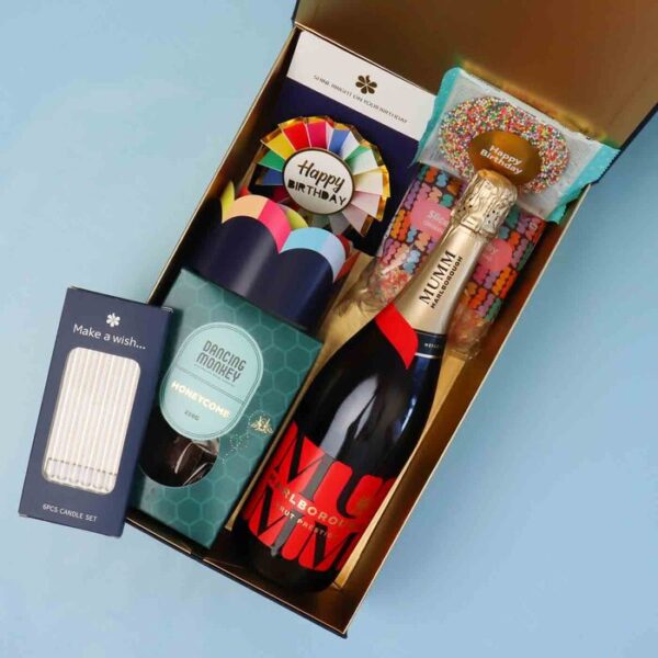 Birthday Cake & French Champagne Gift Hamper - Medium - Edible Blooms