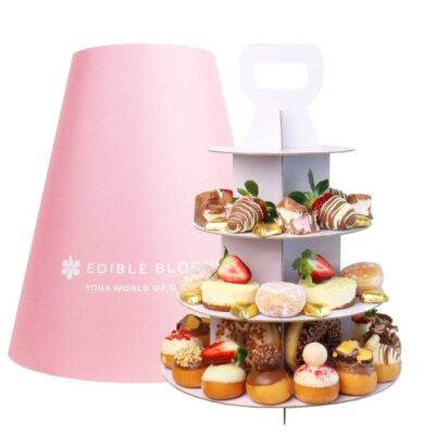 High Tea Gift with Cheesecake & Donuts - Serves up to 8 People - Edible Blooms