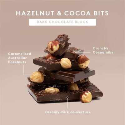 Koko Black Hazelnut & Cocoa Bits | Dark Chocolate Block