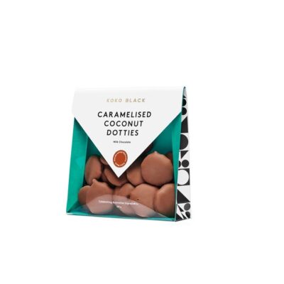 Koko Black Caramelised Coconut Dotties 200g | Milk Chocolate Mamjo Gifts Koko Black Caramelised Coconut Dotties 200g | Milk Chocolate