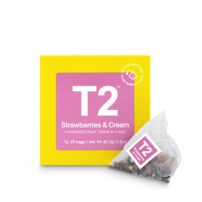 T2 Strawberries & Cream Tea Bag Cube 25 pack Mamjo Gifts T2 Strawberries & Cream Tea Bag Cube 25 pack