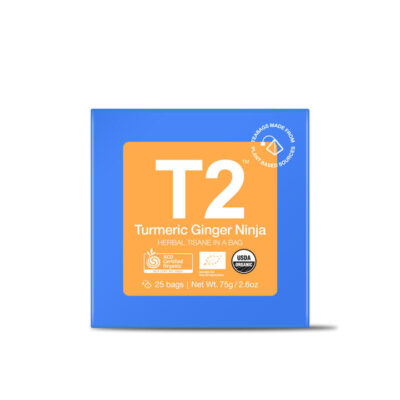 T2 Turmeric Ginger Ninja Tea Bag Cube 25 pack Mamjo Gifts T2 Turmeric Ginger Ninja Tea Bag Cube 25 pack