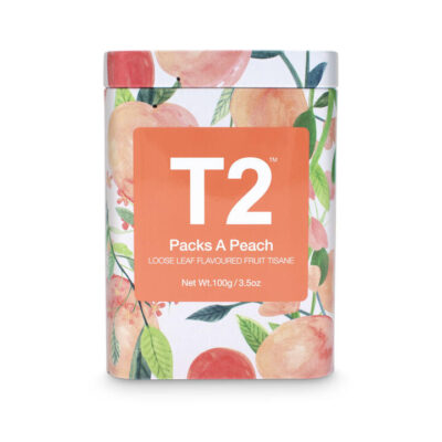 T2 Packs a Peach Loose Leaf Icon Tin 100g Mamjo Gifts T2 Packs a Peach Loose Leaf Icon Tin 100g