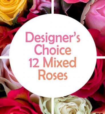 DC 12 mixed colour rose bouquet